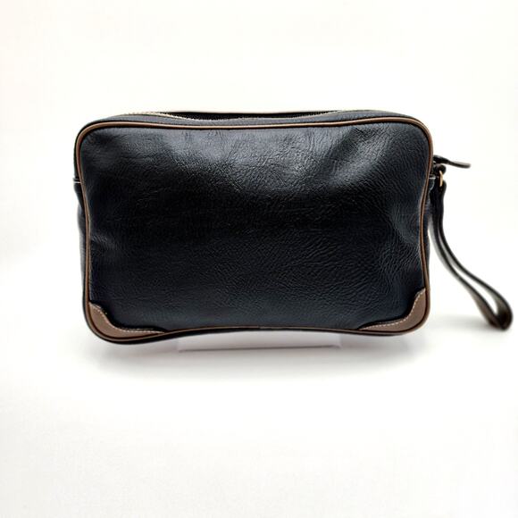 VINTAGE BALENCIAGA BLACK AND BROWN LEATHER TOILETRY BAG - Picture 6 of 16